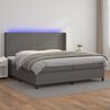 vidaXL Cama box spring c/ colch&atilde;o/LED 200x200cm couro artificial cinza