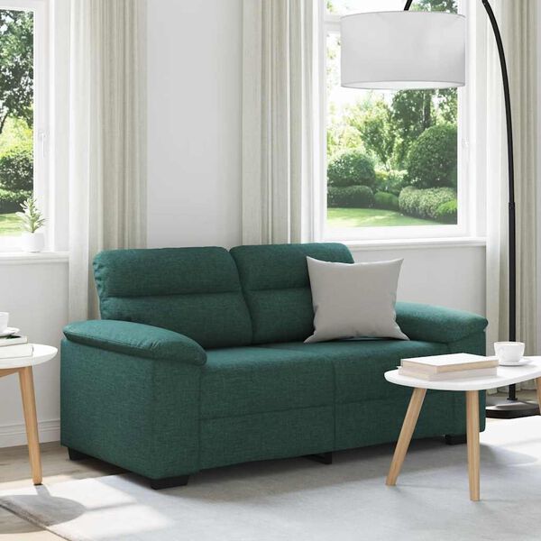 vidaXL Sof&aacute; de 2 lugares 160x81x84 cm tecido verde-escuro