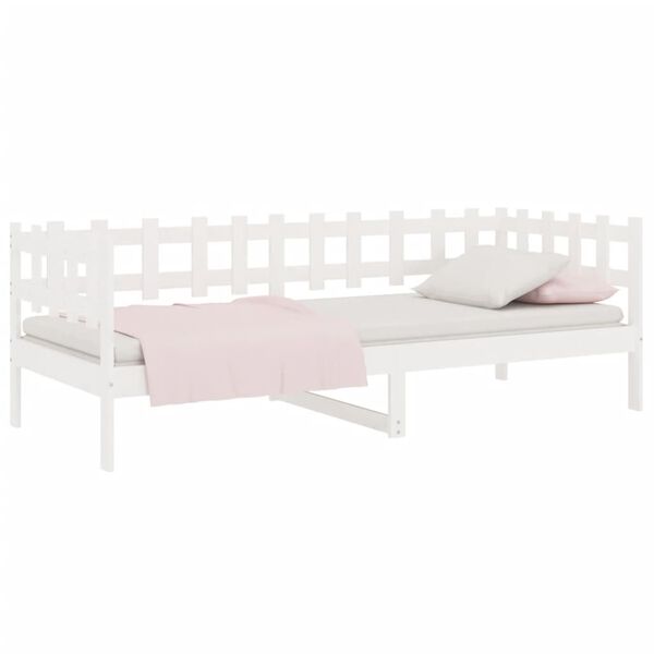 vidaXL Sof&aacute;-cama sem colch&atilde;o 90x190 cm madeira de pinho maci&ccedil;a branco