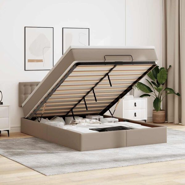 vidaXL Estrutura de cama otomana com colchão cappucino 140x200 cm