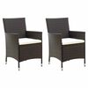 vidaXL Cadeiras de jardim 2 pcs com almofad&otilde;es vime PE castanho