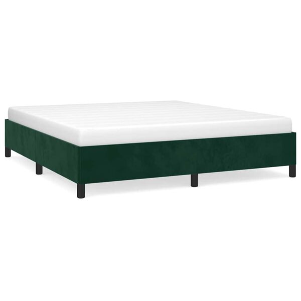 vidaXL Estrutura de cama sem colch&atilde;o 160x200 cm veludo verde-escuro