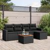 vidaXL 6 pcs conjunto sof&aacute;s de jardim c/ almofad&otilde;es vime PE preto