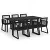 vidaXL 7 pcs conjunto de jantar para jardim vime de PVC preto