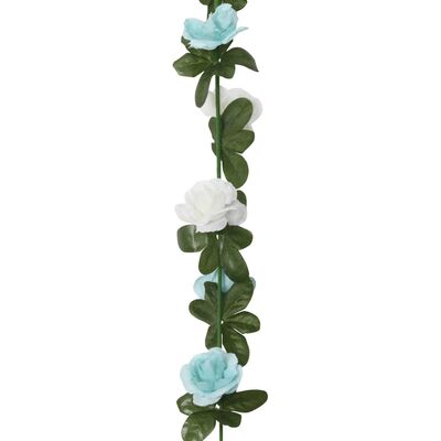 vidaXL Grinaldas de flores artificiais 6 pcs 240 cm azul e branco
