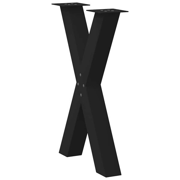vidaXL P&eacute;s para mesa de jantar em formato de X, 2 pe&ccedil;as, preto, 50x(72-73) cm, a&ccedil;o