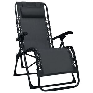 vidaXL Cadeira de p&aacute;tio dobr&aacute;vel textilene preto