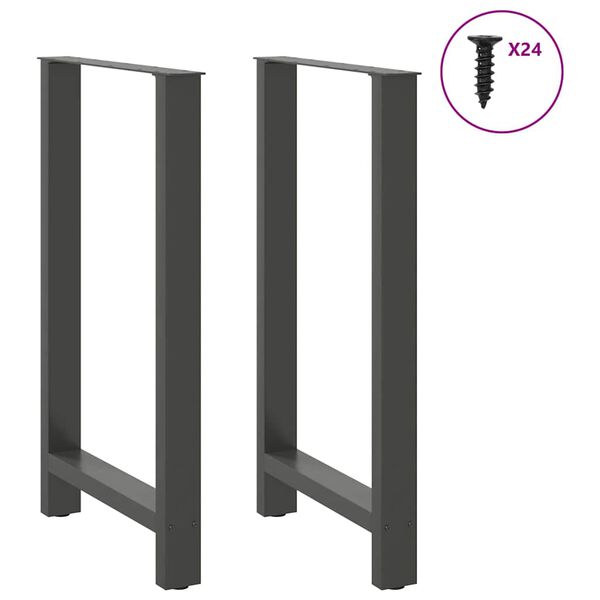 vidaXL P&eacute;s para mesa de bar antracite 2 pe&ccedil;as 60x(100-101) cm a&ccedil;o