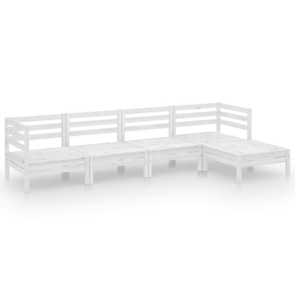 vidaXL 5 pcs conjunto lounge de jardim pinho maci&ccedil;o branco