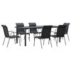 vidaXL 7 pcs conjunto de jantar para jardim a&ccedil;o e textilene preto