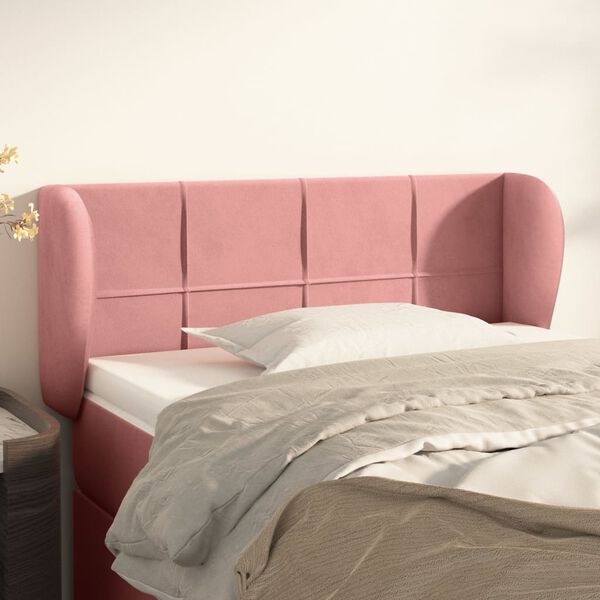 vidaXL Cabeceira de cama c/ abas veludo 93x23x78/88 cm rosa