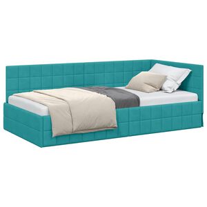 vidaXL Estrutura de Cama de Canto Turquesa 100 cm x 200 cm Veludo