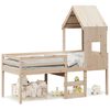 vidaXL Cama alta com telhado 90x200 cm pinho maci&ccedil;o