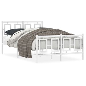 vidaXL Estrutura de cama com cabeceira e p&eacute;s 120x200 cm metal branco