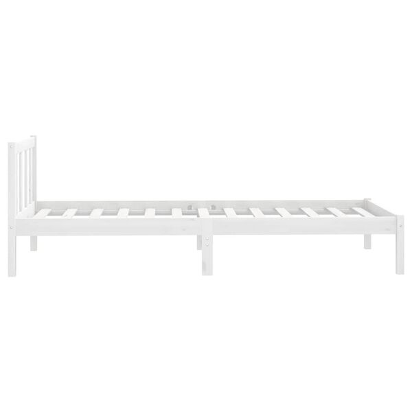 vidaXL Estrutura de cama 90x200 cm pinho maci&ccedil;o branco