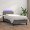 vidaXL Cama box spring c/ colch&atilde;o/LED 80x200 cm couro artificial cinza