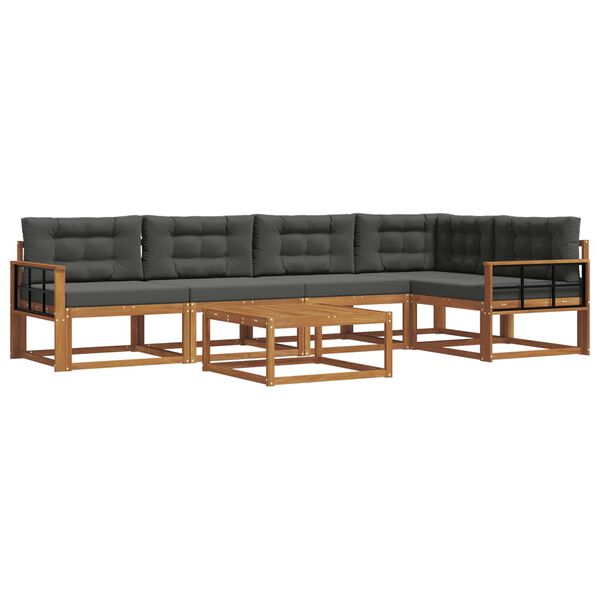 vidaXL Conjunto de Sof&aacute;s para Exterior 6 pcs Natural e Antracite