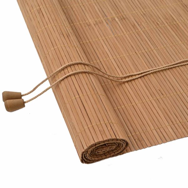 vidaXL Estores de rolo com cortinas Manual Castanho 140 x 160 cm Bambu