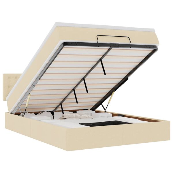 vidaXL Cama otomana com colch&atilde;o tecido creme 140x190 cm