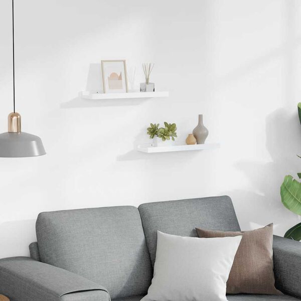 vidaXL Unidade de prateleiras com rebordo 2 pcs 40x9x3 cm MDF branco