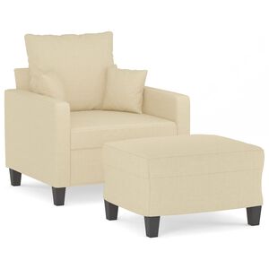 vidaXL Poltrona com apoio de p&eacute;s 60 cm tecido cor creme