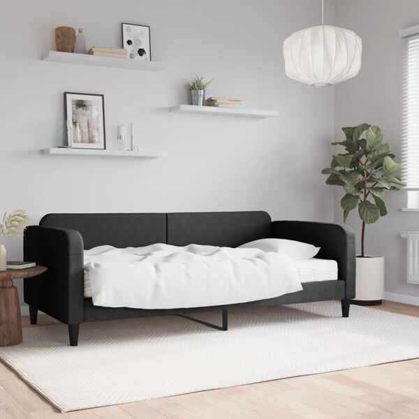 vidaXL Sofá-cama com colchão 90x190 cm tecido preto