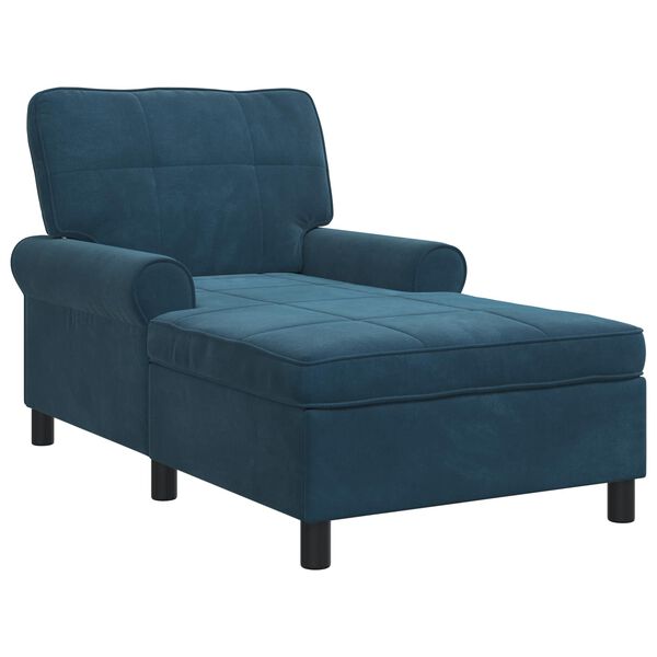 vidaXL Chaise Lounge com almofada Azul 91 x 157 x 91 cm Veludo