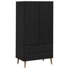 vidaXL Guarda-roupa MOLDE Preto 90 x 55 x 175 cm
