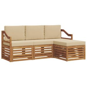 vidaXL Conjunto de Sof&aacute;s para Exterior 4 pcs Natural e Bege