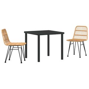 vidaXL Conjunto de Jantar para Jardim 3 pcs Castanho