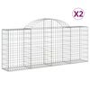 vidaXL Cestos gabi&atilde;o arqueados 2 pcs 200x30x80/100cm ferro galvanizado