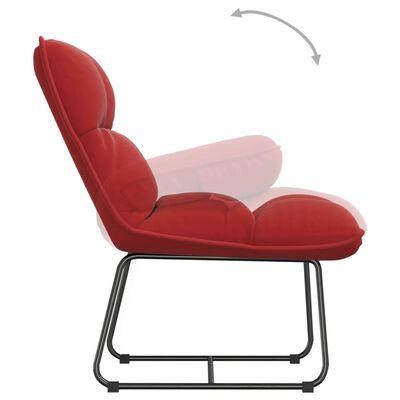 vidaXL Cadeira de lazer com estrutura de metal veludo vermelho tinto
