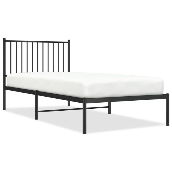 vidaXL Estrutura de cama com cabeceira 90x200 cm metal preto