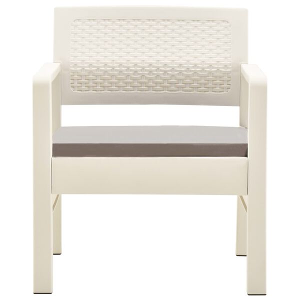 vidaXL Conjunto lounge para jardim 3 pcs plástico branco