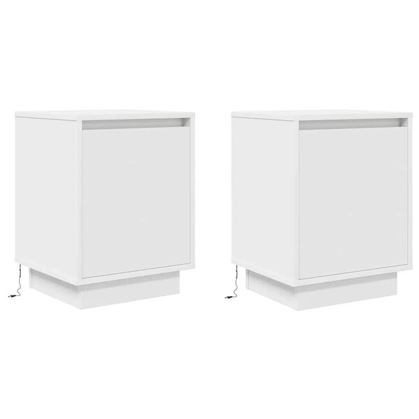 vidaXL Mesas cabeceira c/ luzes LED 2 pcs 38x34x50 cm branco