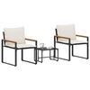 vidaXL Conjuntos de m&oacute;veis 3 pcs Preto e Branco Creme Vime
