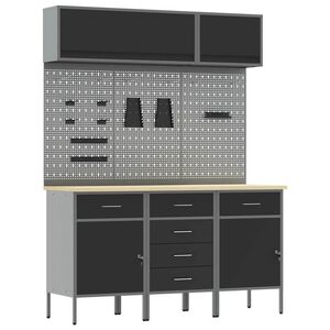 vidaXL Conjunto de Arm&aacute;rios de Trabalho com gaveta 8 unid. Preto
