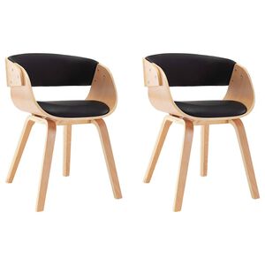 vidaXL Cadeiras jantar 2 pcs madeira curvada e couro artificial preto