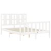 vidaXL Estrutura de cama de casal c/ cabeceira madeira maci&ccedil;a branco