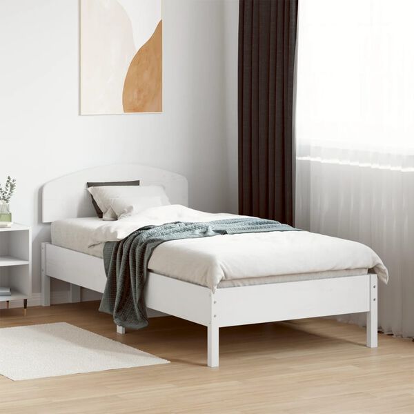 vidaXL Cama sem colch&atilde;o 90x190 cm madeira de pinho maci&ccedil;a branco