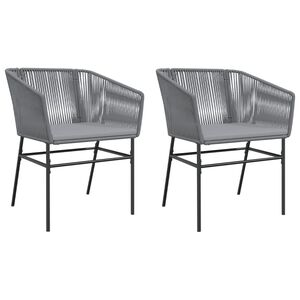 vidaXL Cadeiras de jardim 2 pcs c/ almofad&otilde;es vime PE cinzento