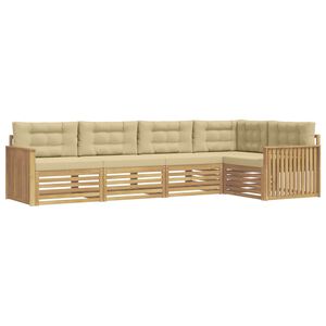 vidaXL Conjunto de Sof&aacute;s para Exterior 5 unid. Branco e Bege Poli&eacute;ster