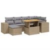 vidaXL 7 pcs conjunto de sof&aacute;s p/ jardim com almofad&otilde;es vime PE bege
