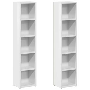 vidaXL Arm&aacute;rios CD 2 pcs 21x16x93,5cm contraplacado branco brilhante