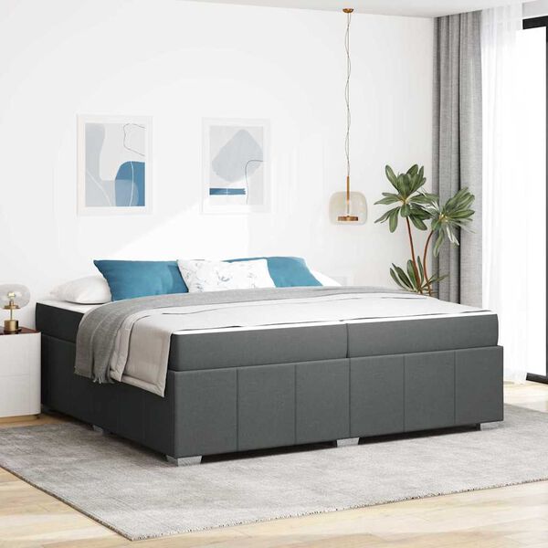 vidaXL Estrutura da Cama com colch&atilde;o Cinza Escuro 200 x 200 cm tecido