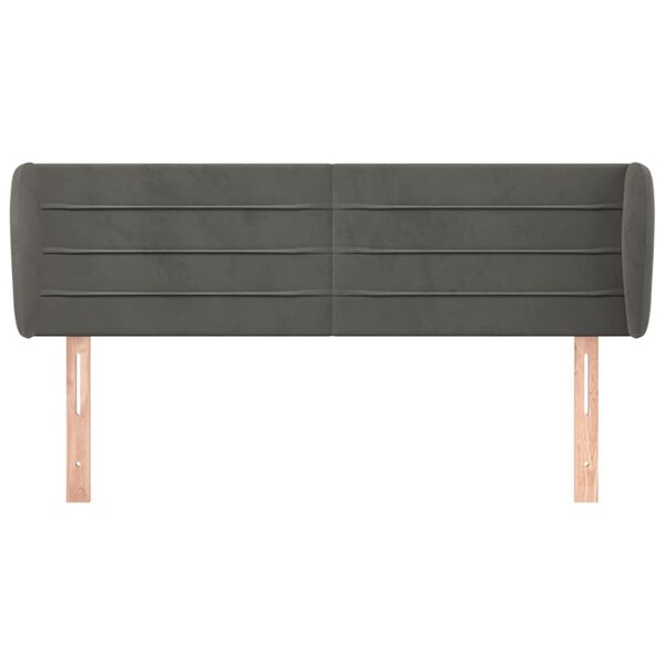 vidaXL Cabeceira de cama c/ abas veludo 147x23x78/88cm cinzento-escuro