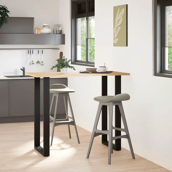 vidaXL P&eacute;s de mesa de bar em forma de U, 2 pe&ccedil;as, preto, 60x (110-111) cm, a&ccedil;o