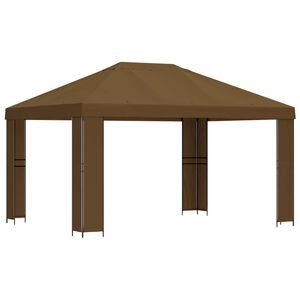 vidaXL Gazebo 4 &times; 3 m Cinzento-acastanhado Poli&eacute;ster e A&ccedil;o 190 gsm
