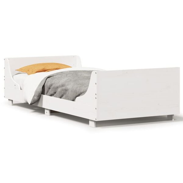 vidaXL Cama sem colch&atilde;o 100x200 cm madeira de pinho maci&ccedil;a branco