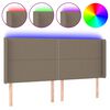 vidaXL Cabeceira cama c/ LED tecido 203x16x118/128cm cinza-acastanhado